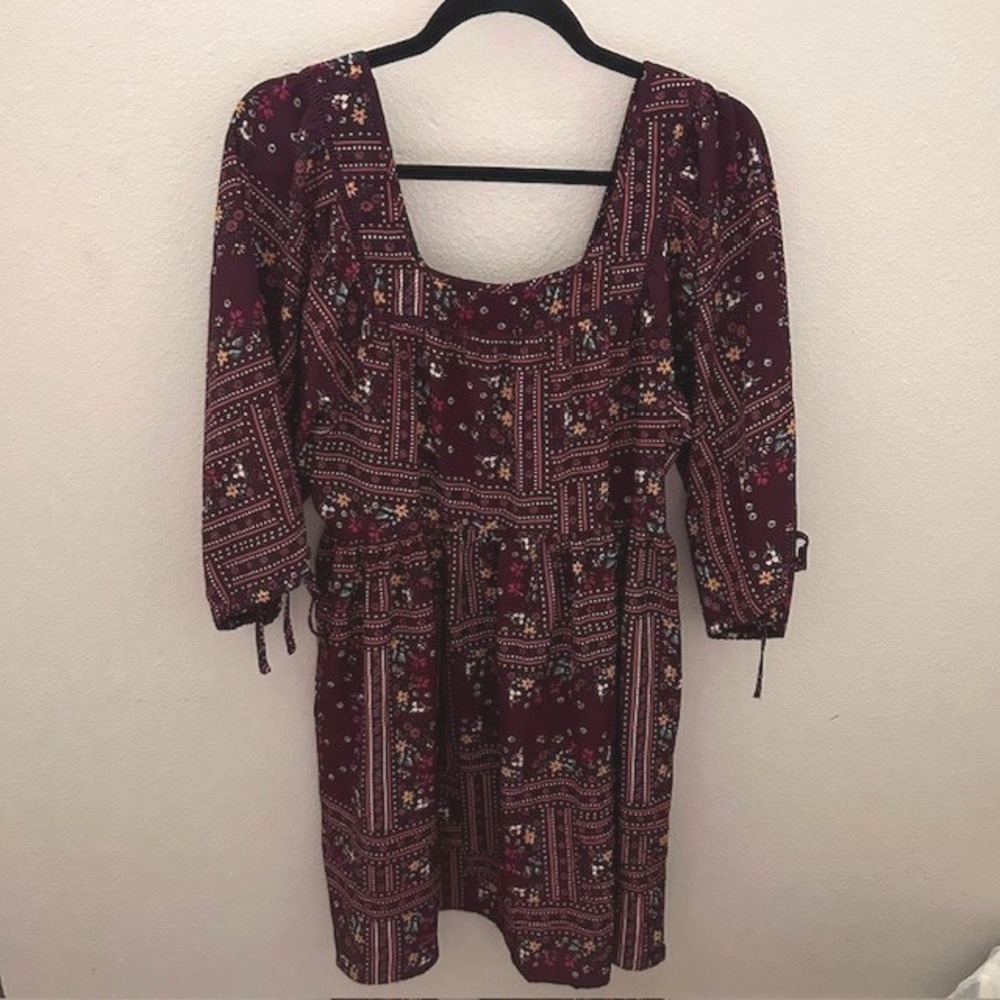 Square‎ Neck Floral Boho Dress Size XL (fits Like a large @ the Chest